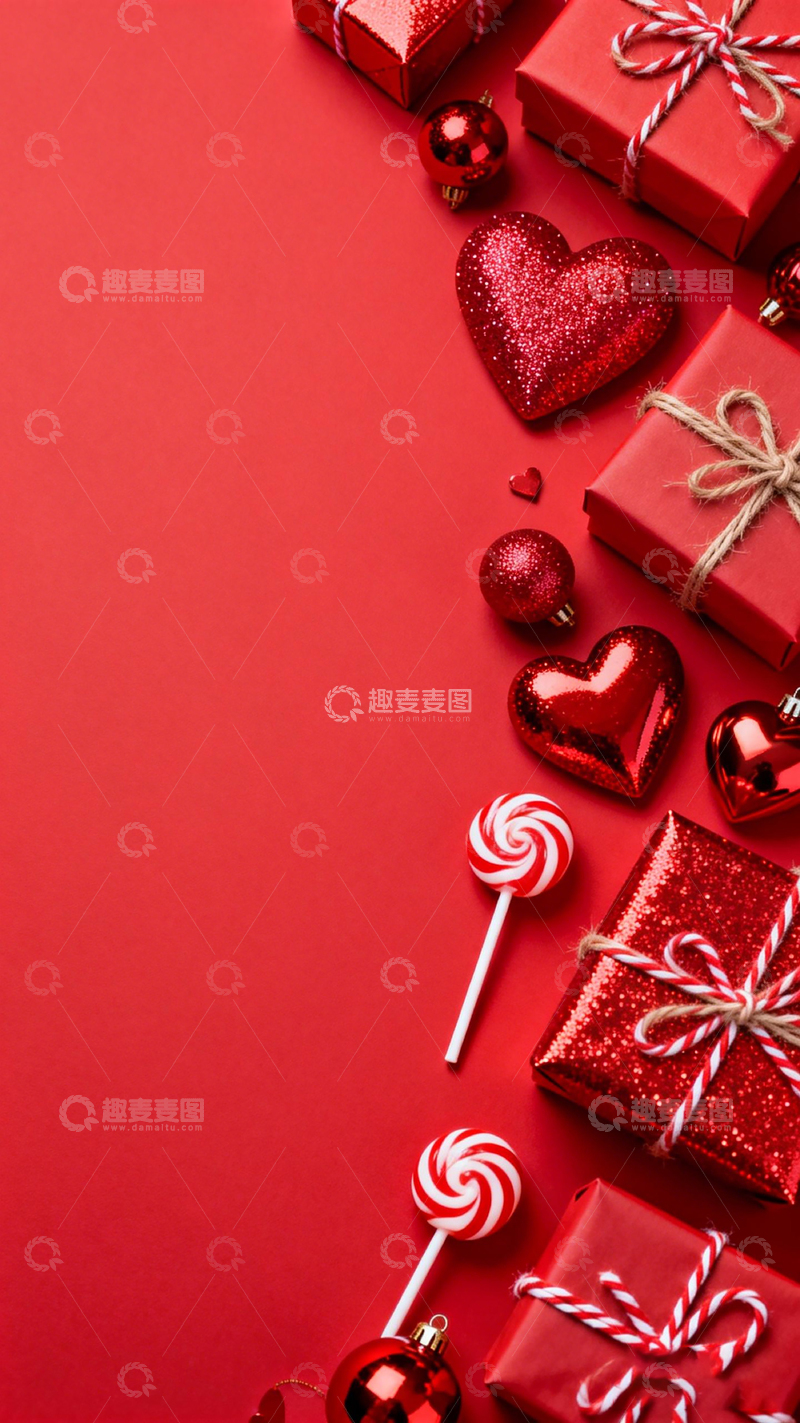 高清大图下载【趣麦麦图】红色节日礼物装饰摄影图