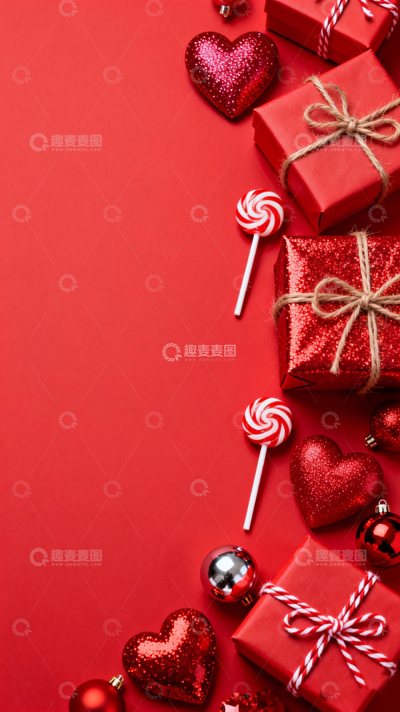 高清大图下载【趣麦麦图】喜庆圣诞节礼物装饰背景