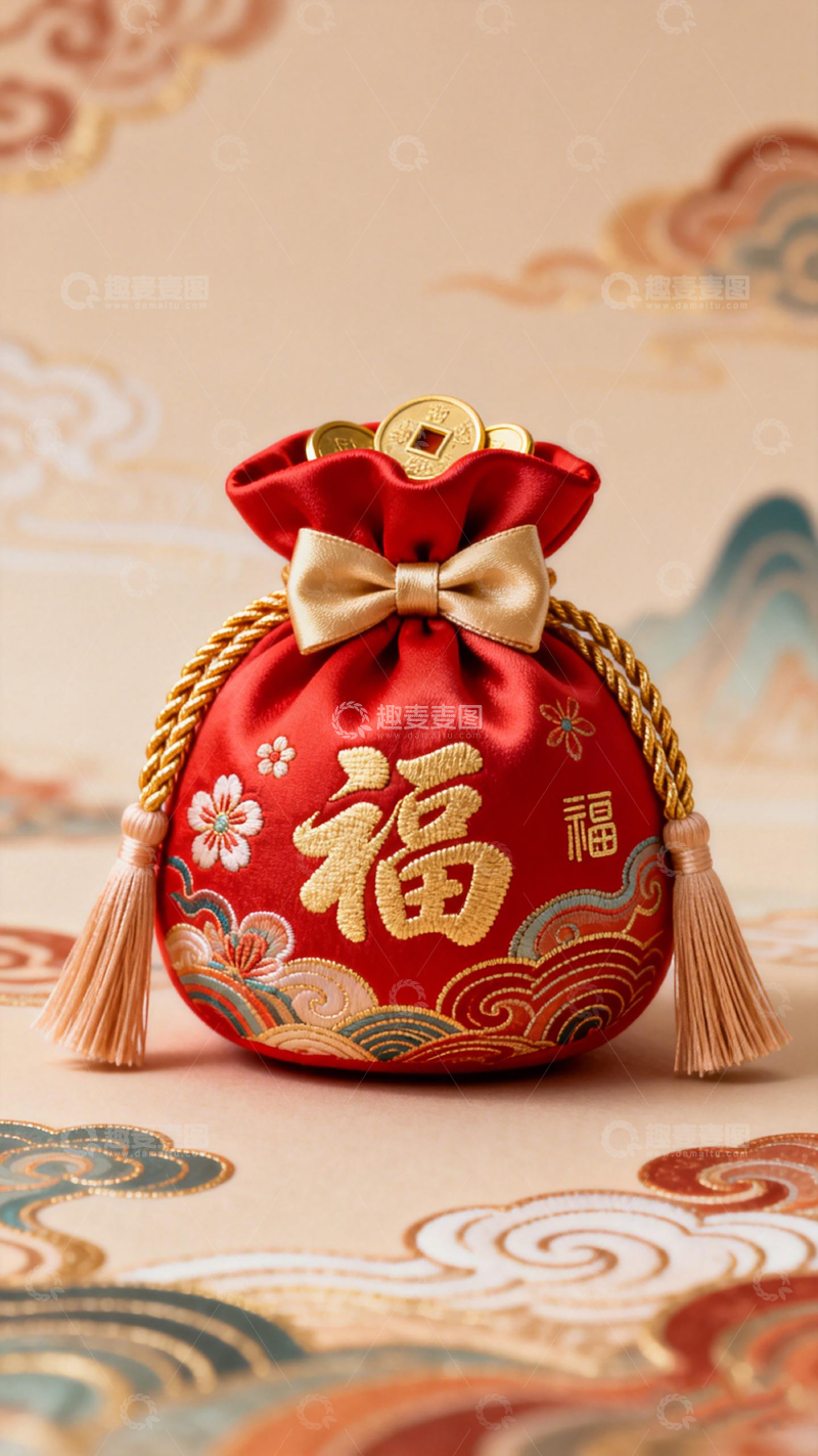 高清大图下载【趣麦麦图】喜庆中国风福袋装饰设计素材