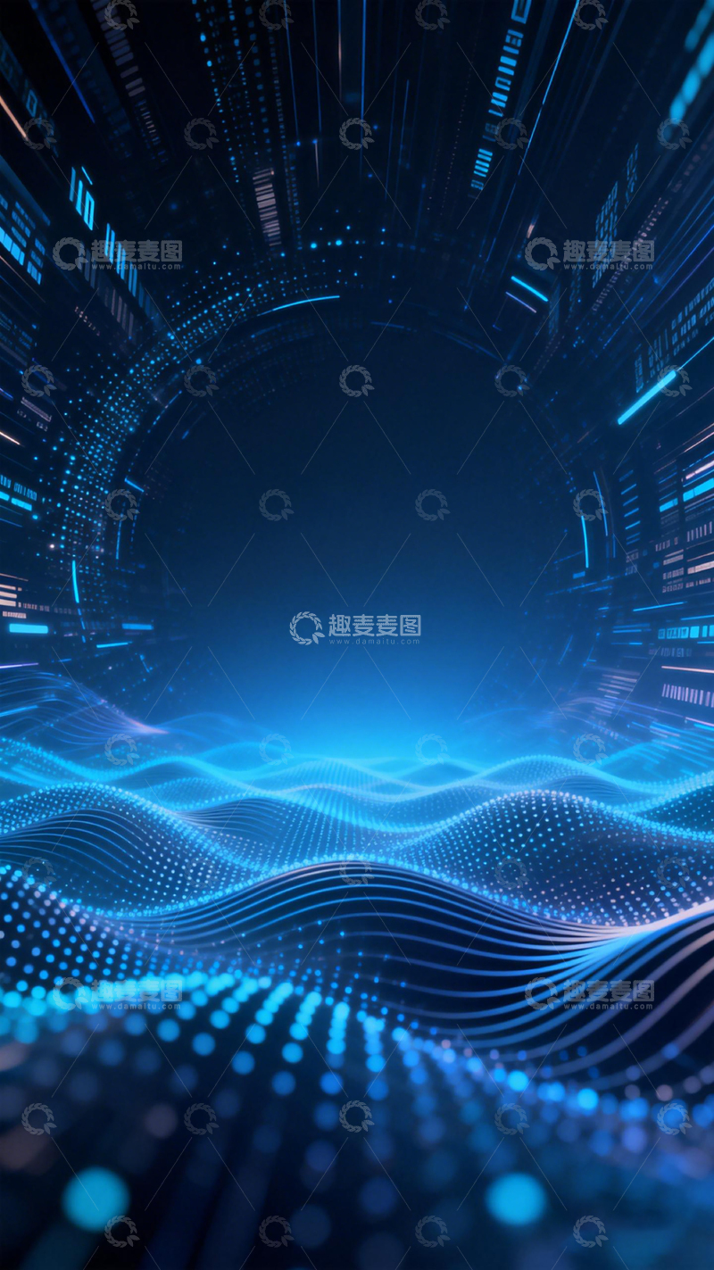 高清大图下载【趣麦麦图】未来科技蓝色隧道视觉素材