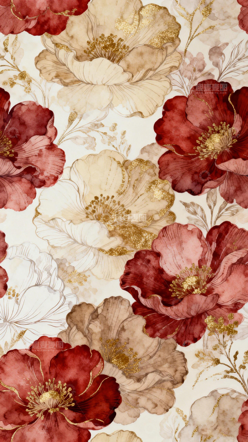 高清大图下载【趣麦麦图】华丽花卉装饰图案壁纸