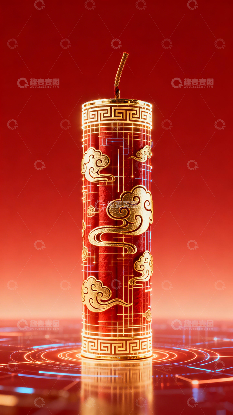 高清大图下载【趣麦麦图】红金云纹柱状装饰物