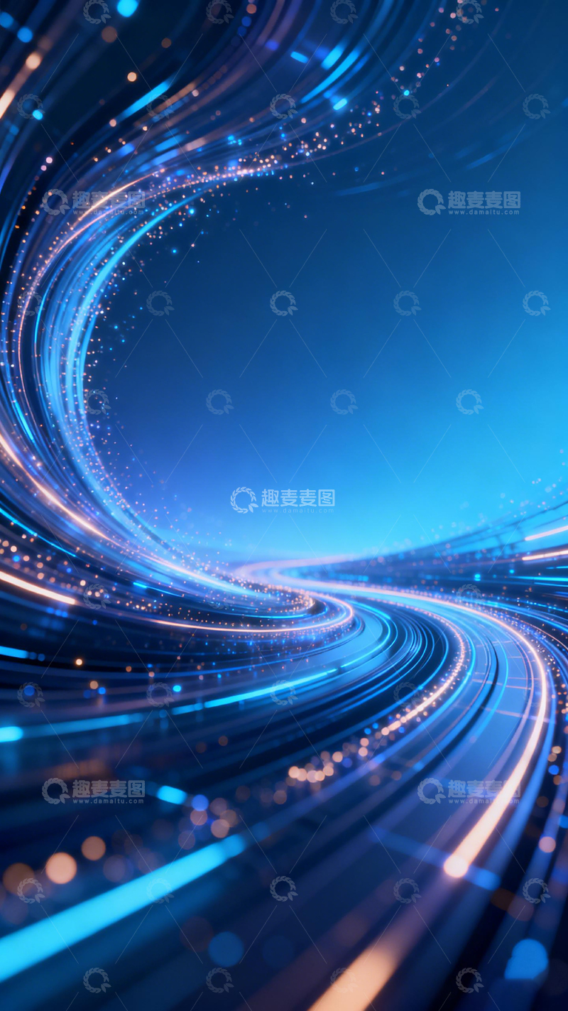 高清大图下载【趣麦麦图】科技感蓝色螺旋光影图案