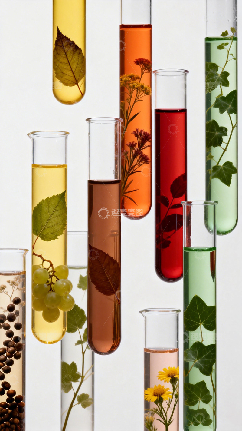 高清大图下载【趣麦麦图】科学实验植物样本试管展示