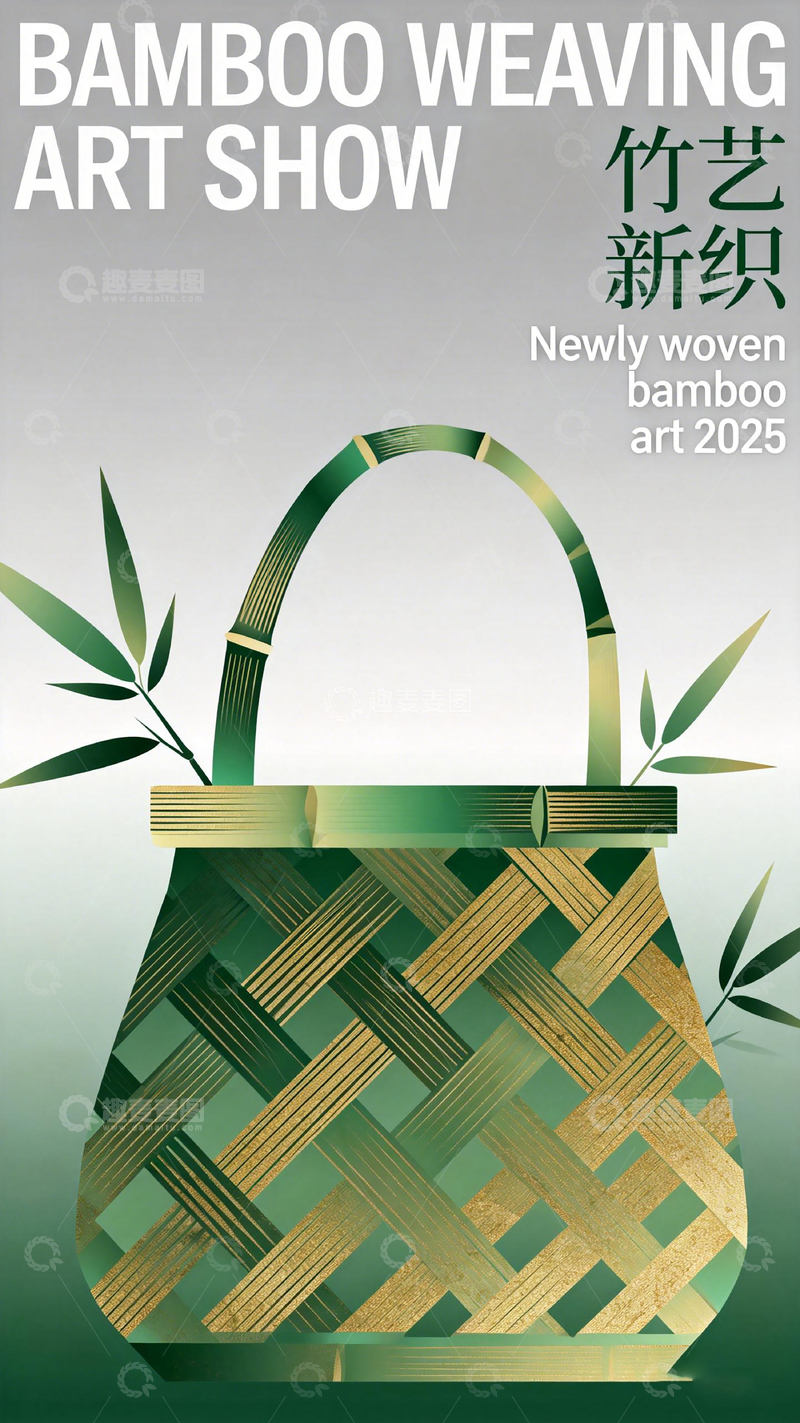 高清大图下载【趣麦麦图】竹编艺术展宣传海报