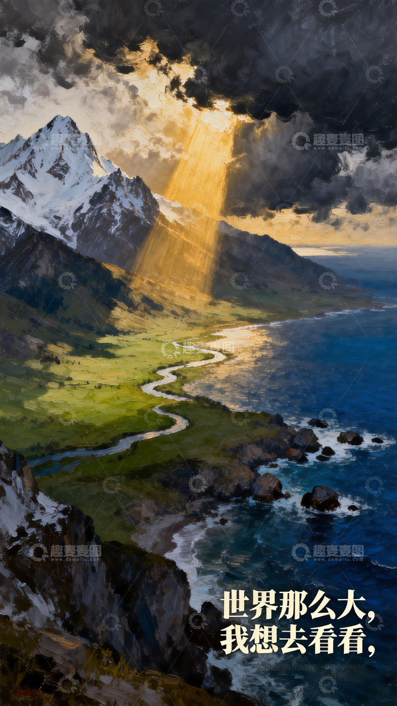 高清大图下载【趣麦麦图】壮丽山川旅行励志海报