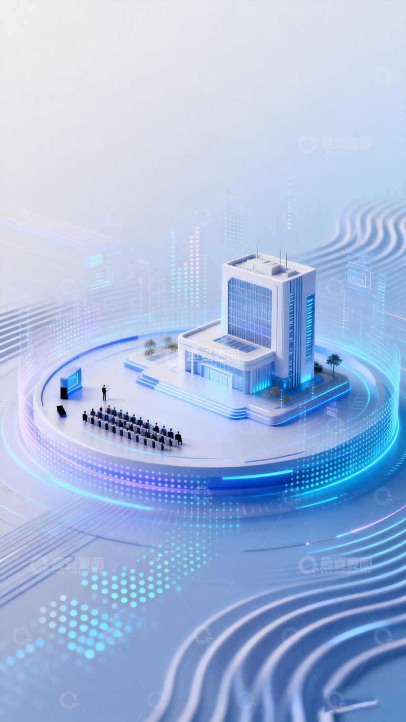 高清大图下载【趣麦麦图】未来科技建筑会议场景模型