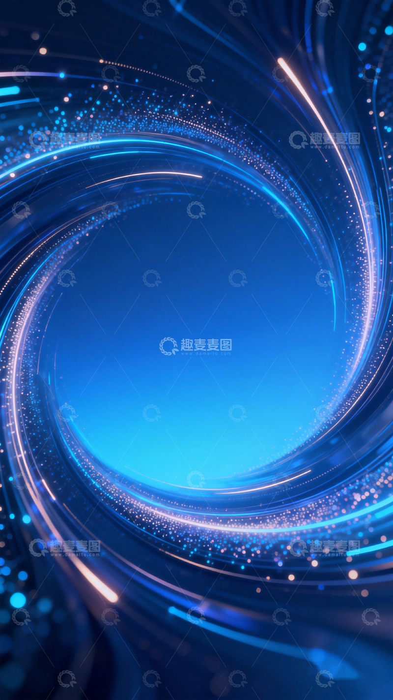高清大图下载【趣麦麦图】科技感蓝色光环背景
