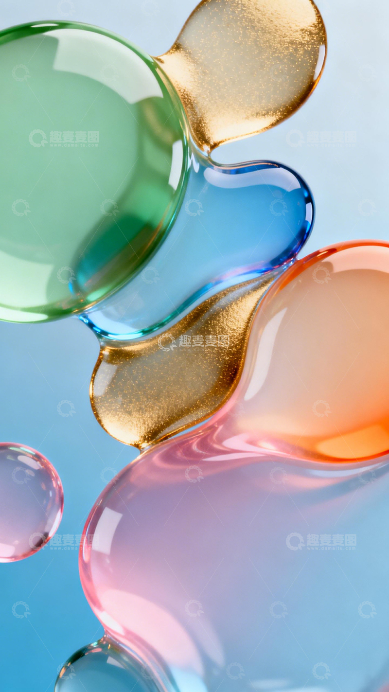 高清大图下载【趣麦麦图】多彩玻璃气泡创意摄影
