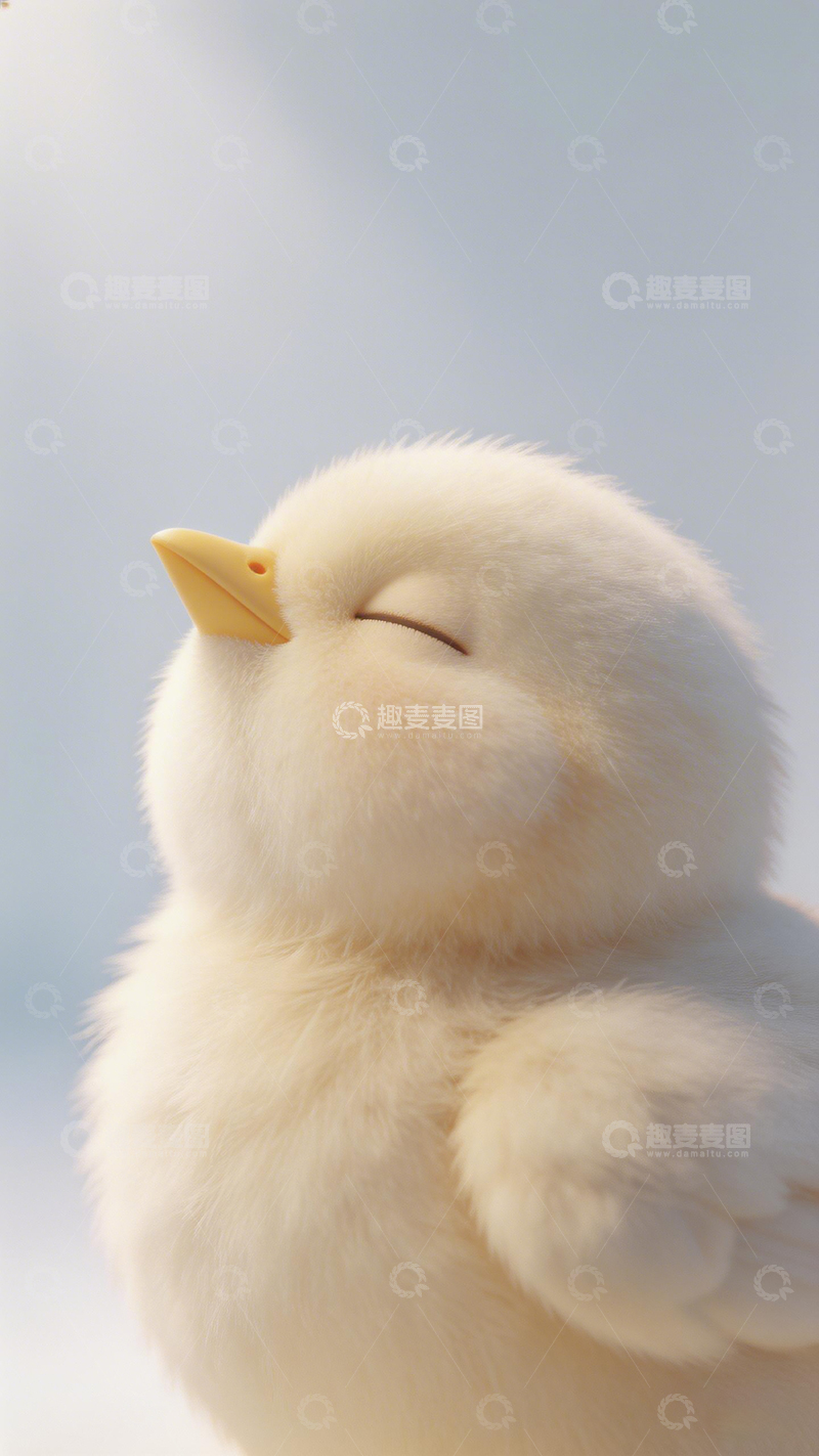 高清大图下载【趣麦麦图】绒毛小鸡闭眼休憩特写