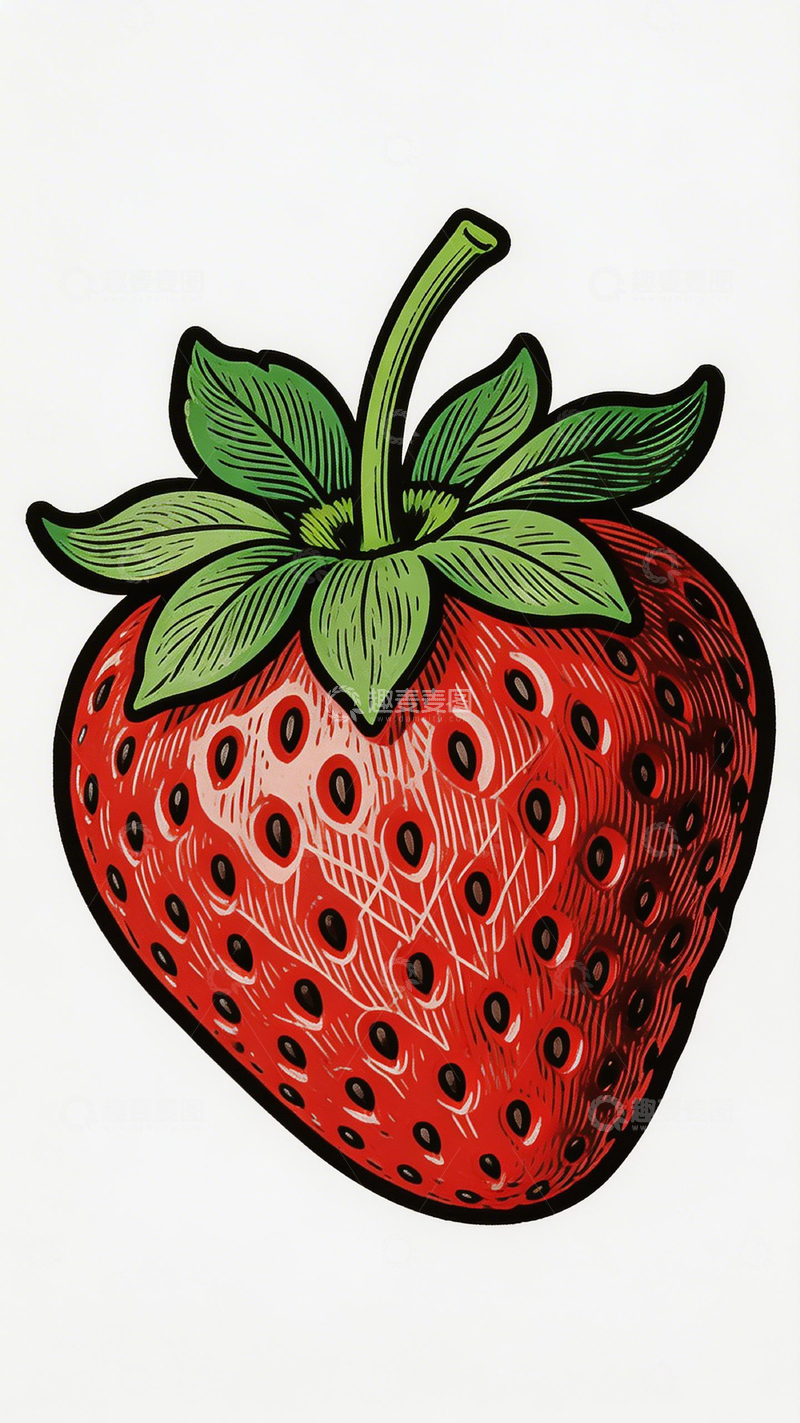 高清大图下载【趣麦麦图】插画风格草莓果蔬设计素材