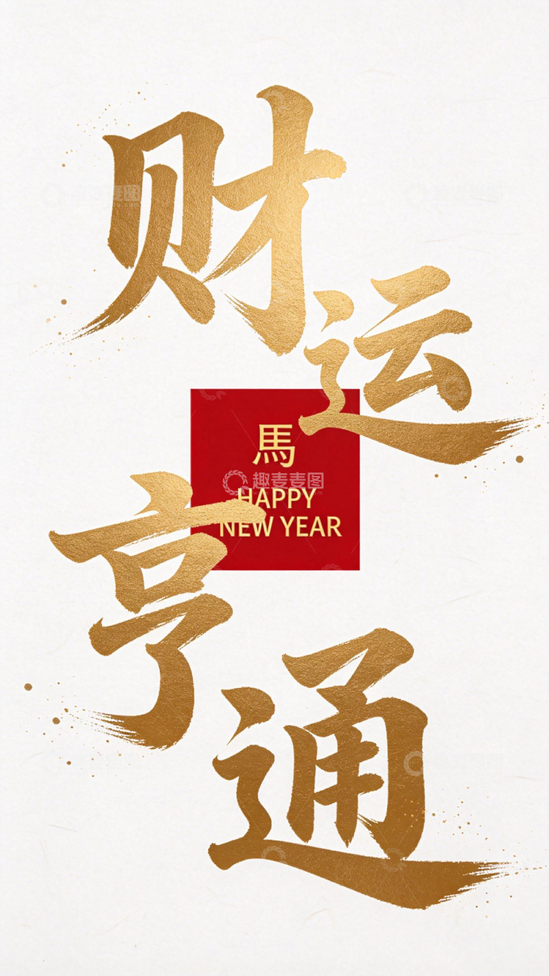 高清大图下载【趣麦麦图】新年财运亨通祝福海报