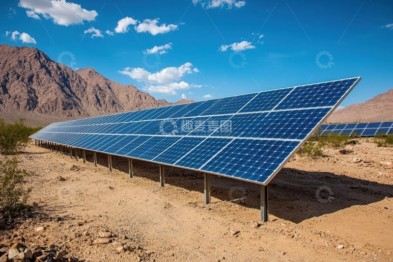 高清大图下载【趣麦麦图】沙漠里的光伏发电机