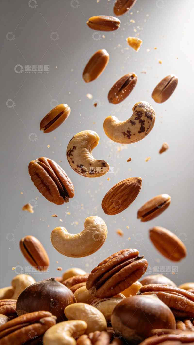 高清大图下载【趣麦麦图】坚果悬浮美食摄影