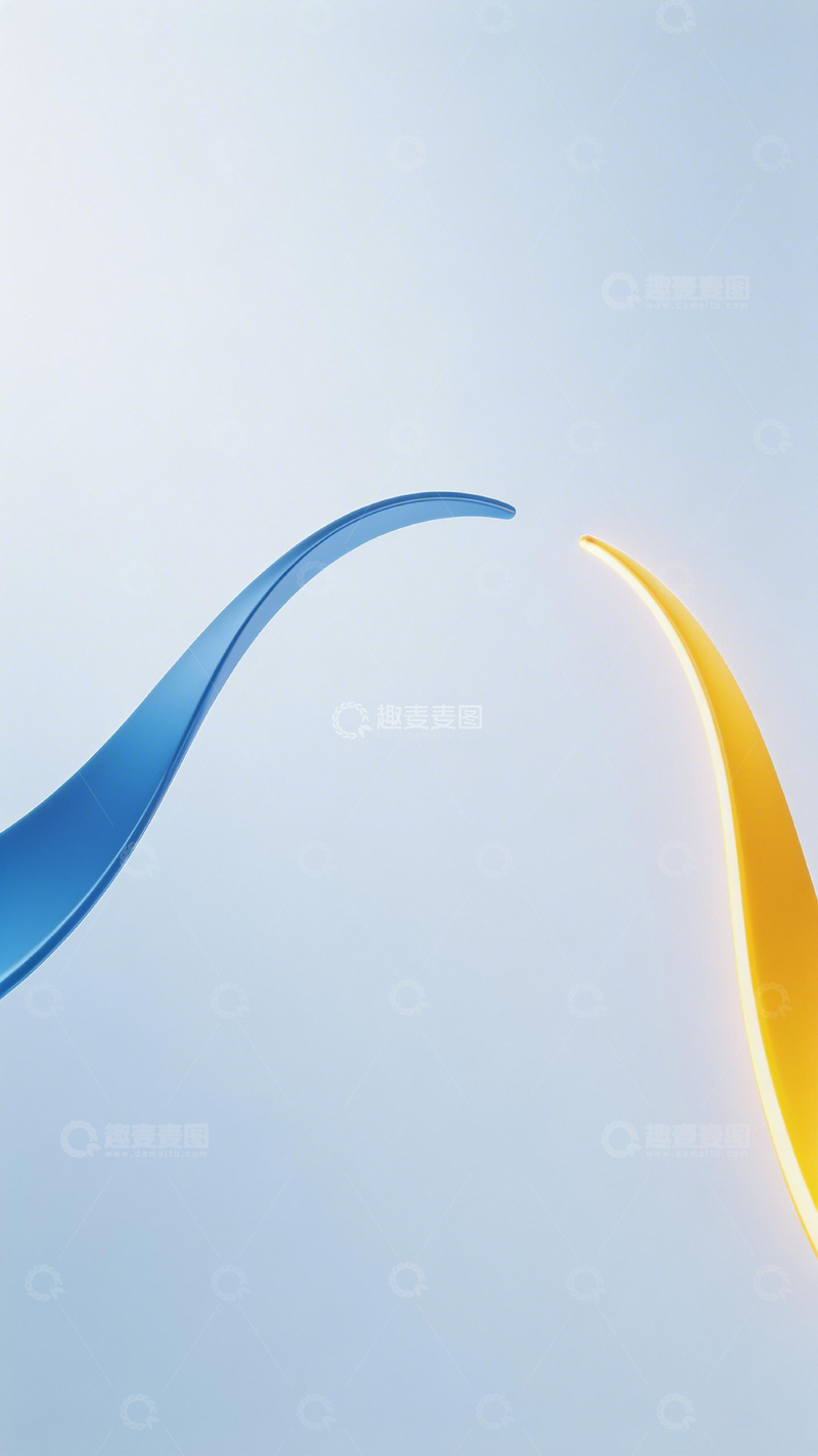 高清大图下载【趣麦麦图】简约流线形蓝黄曲线设计素材
