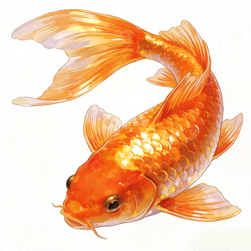 高清大图下载【趣麦麦图】金鱼水彩画元素