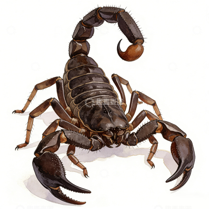 高清大图下载【趣麦麦图】黑蝎昆虫写实插画