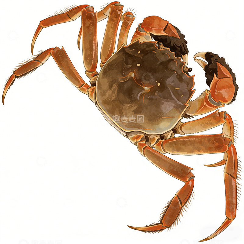高清大图下载【趣麦麦图】写实螃蟹插画