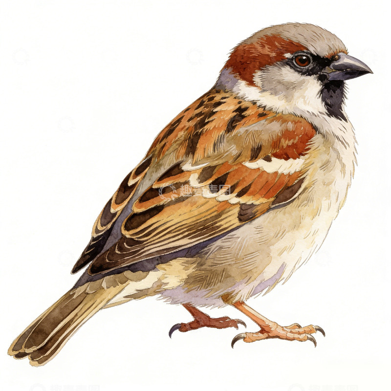 高清大图下载【趣麦麦图】麻雀插画素材