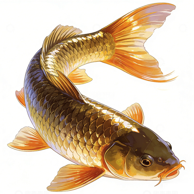 高清大图下载【趣麦麦图】写实风金鱼插画设计素材