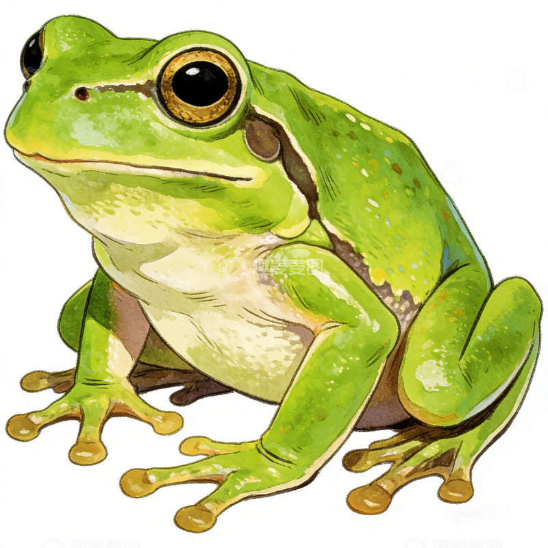 高清大图下载【趣麦麦图】绿色青蛙插画素材