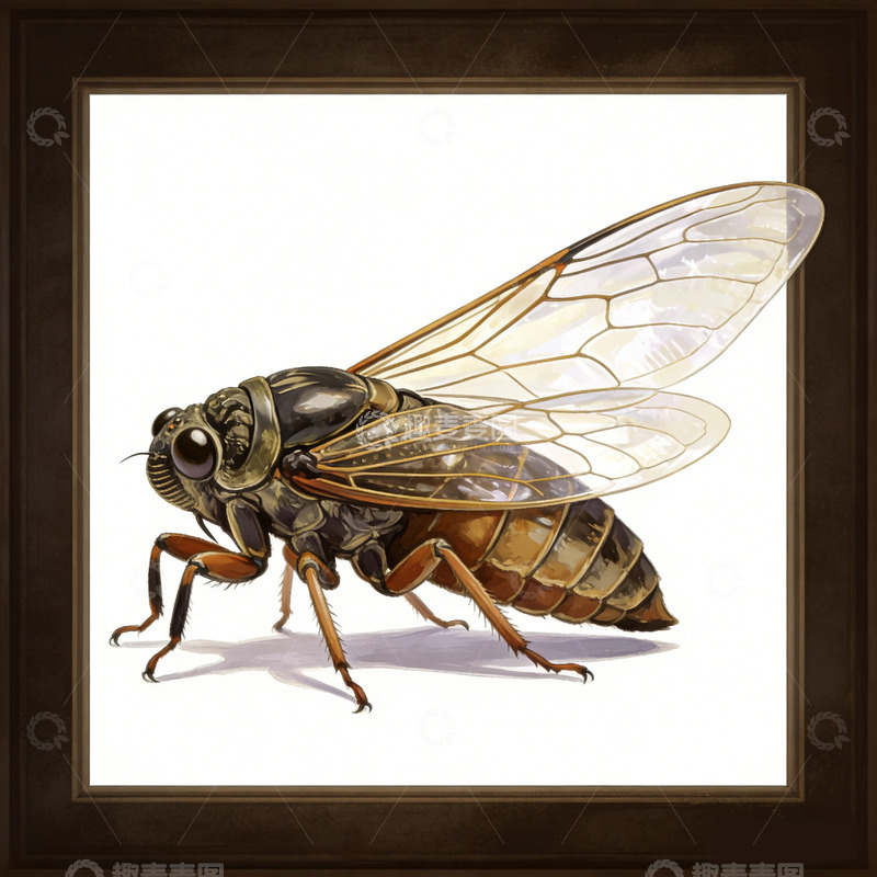 高清大图下载【趣麦麦图】昆虫插画艺术画框装饰