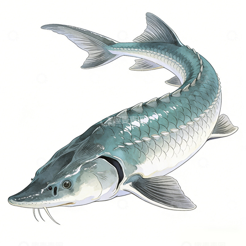 高清大图下载【趣麦麦图】写实风格鲤鱼插画