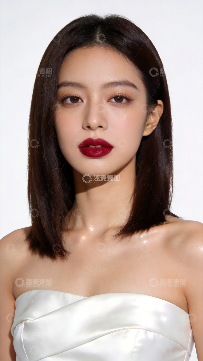 高清大图下载【趣麦麦图】时尚女性写真白裙美妆