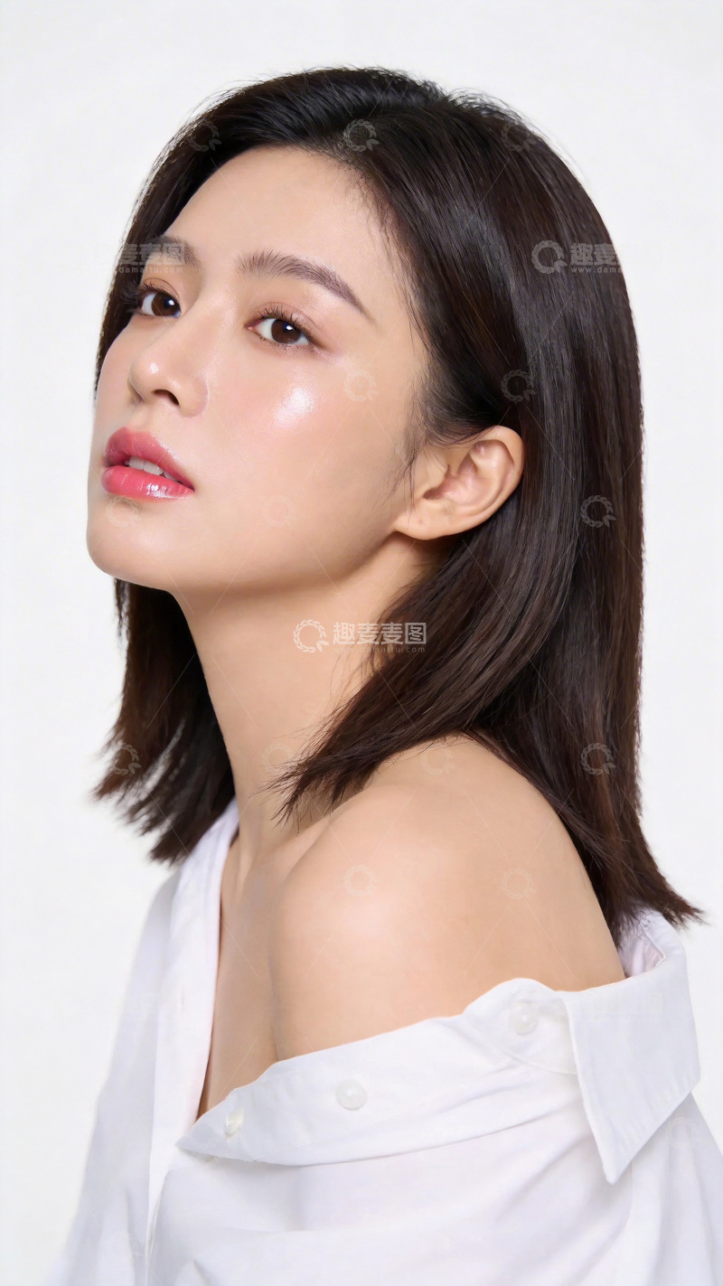 高清大图下载【趣麦麦图】优雅女性侧脸肖像摄影素材