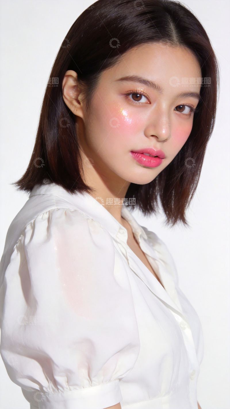 高清大图下载【趣麦麦图】时尚女性白色衬衫写真
