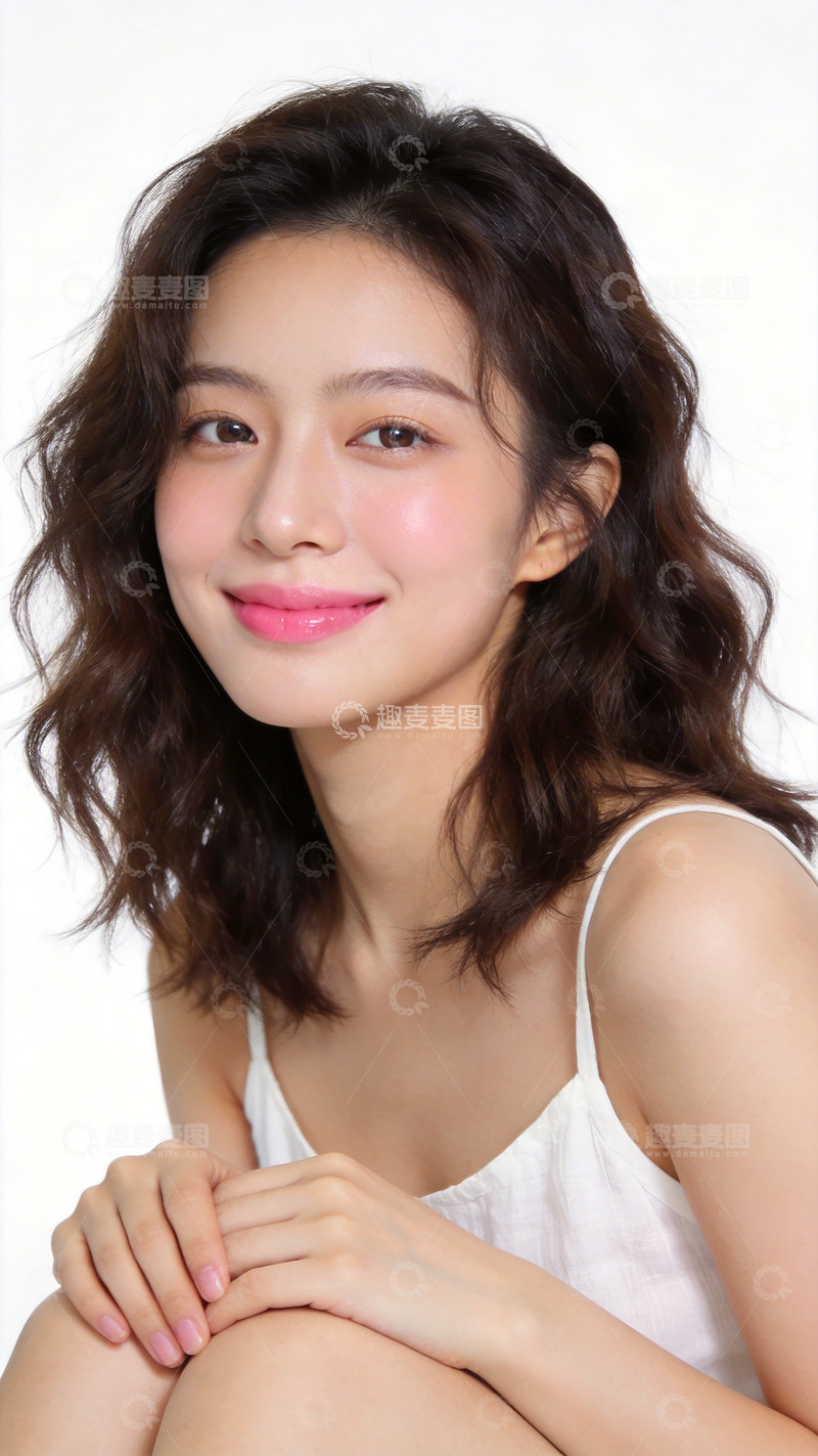 高清大图下载【趣麦麦图】青春女性写真白色吊带造型