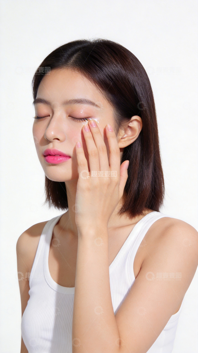 高清大图下载【趣麦麦图】美容护肤女性白背心姿势