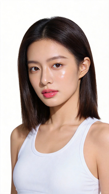简约白背心女性人像摄影素材