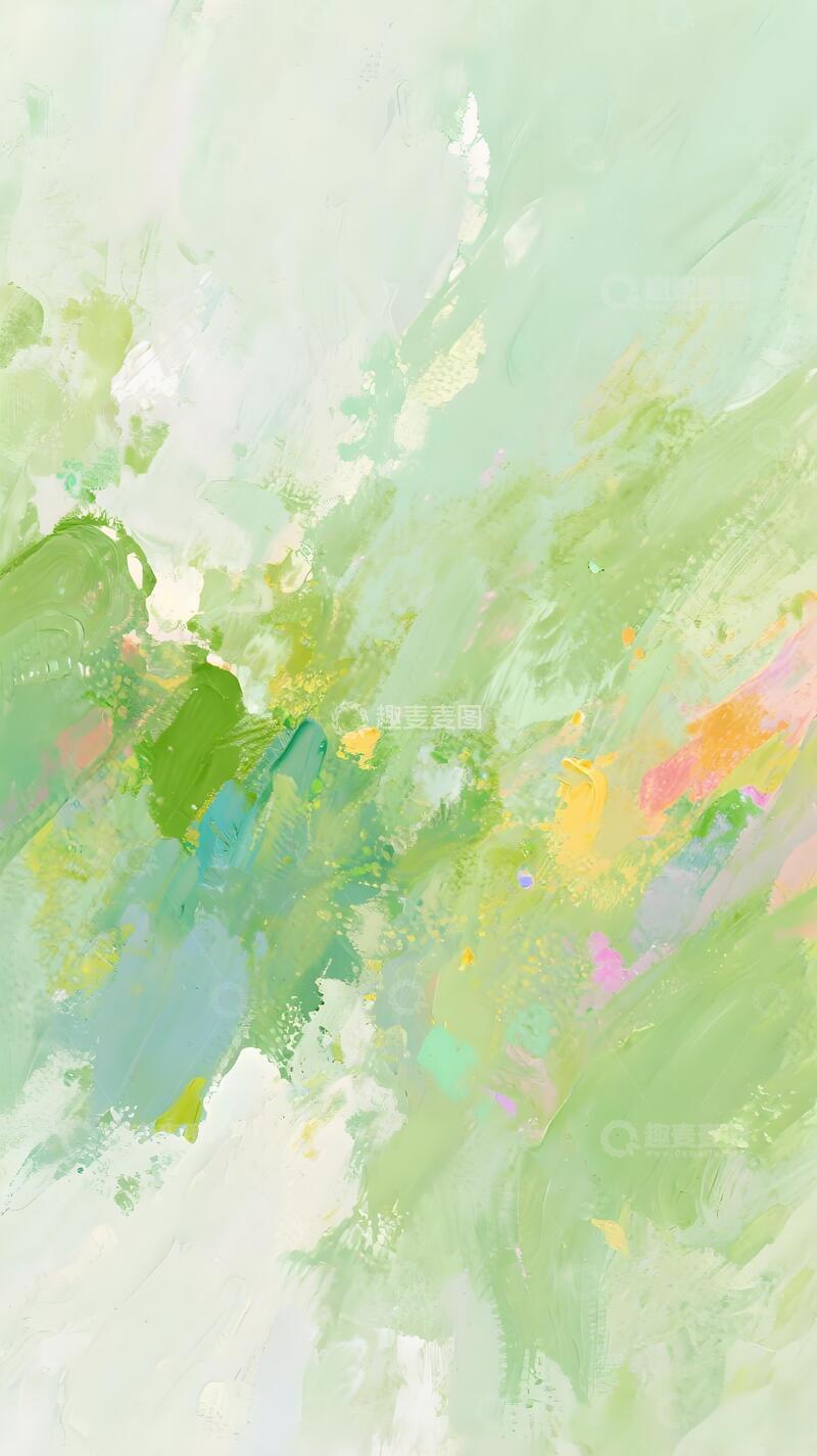 高清大图下载【趣麦麦图】抽象水彩绿调油画纹理背景