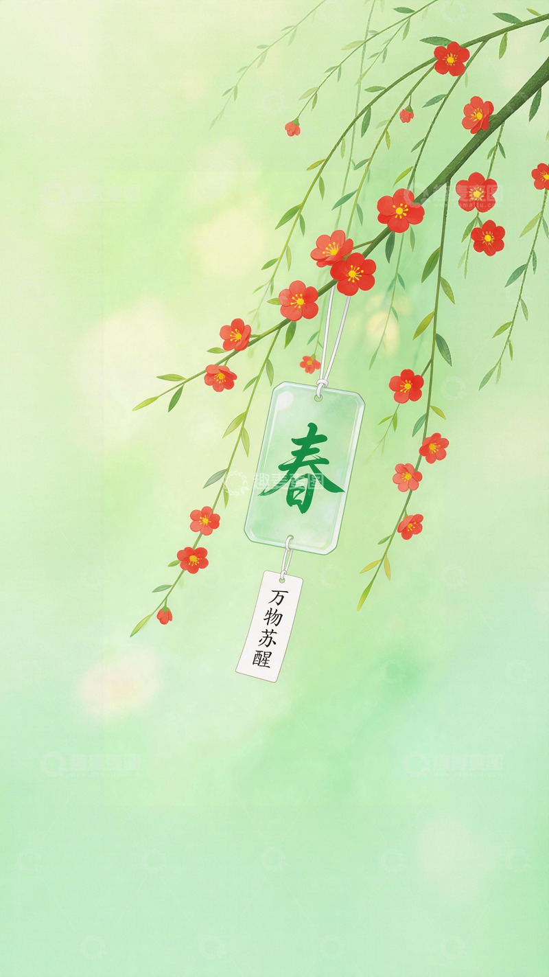 高清大图下载【趣麦麦图】-春日花卉挂饰插画