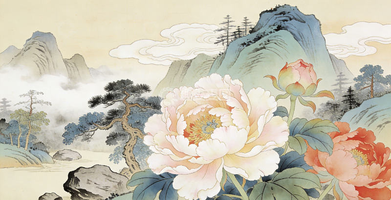 高清大图下载【趣麦麦图】工笔画山水花卉图