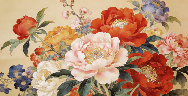高清大图下载【趣麦麦图】中式工笔花卉装饰画