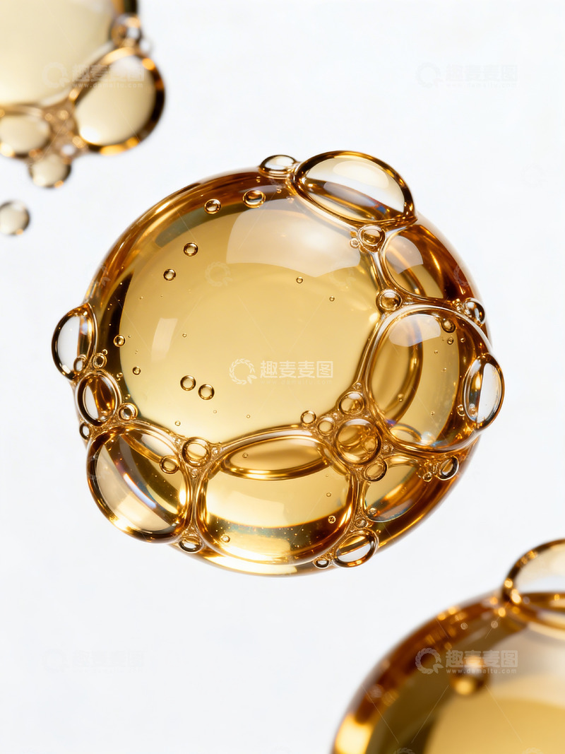 高清大图下载【趣麦麦图】暖金色油质囊泡4