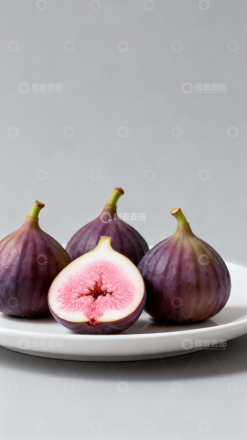 高清大图下载【趣麦麦图】一盘新鲜的紫皮无花果2