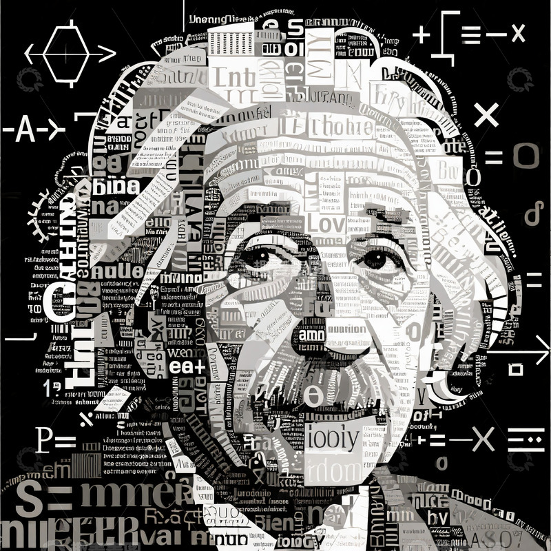 高清大图下载【趣麦麦图】单词和符号拼贴成的爱因斯坦2