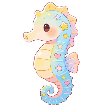 卡通可爱Q版小海马元素