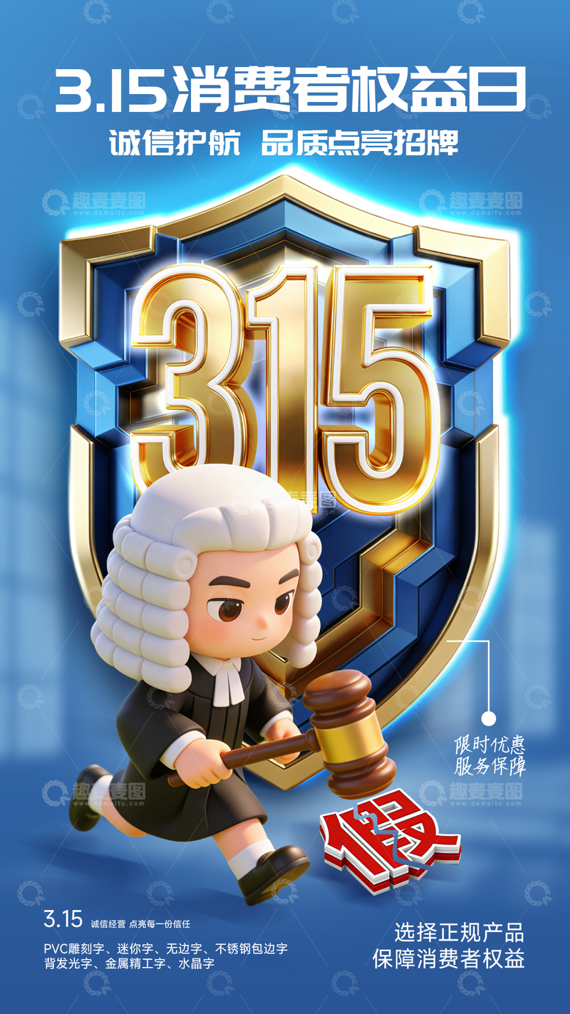 源文件下载【趣麦麦图】315消费者权益日诚信宣传海报