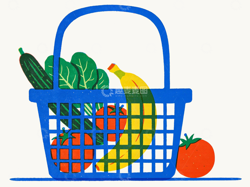 源文件下载【趣麦麦图】丝网印刷风格篮子里的蔬菜8