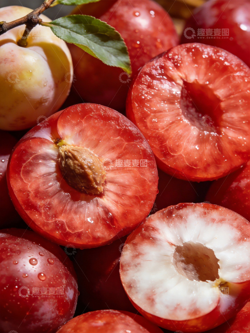 高清大图下载【趣麦麦图】新鲜的李子切面2