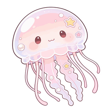 卡通可爱Q版水母元素