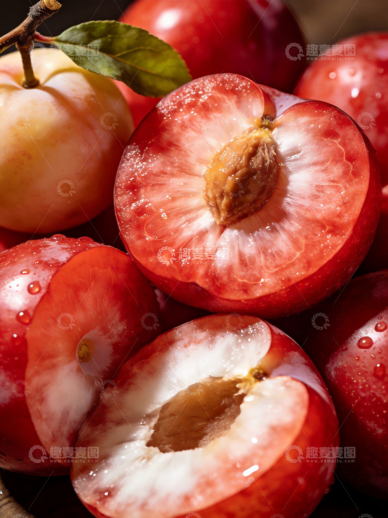 高清大图下载【趣麦麦图】新鲜的李子切面4