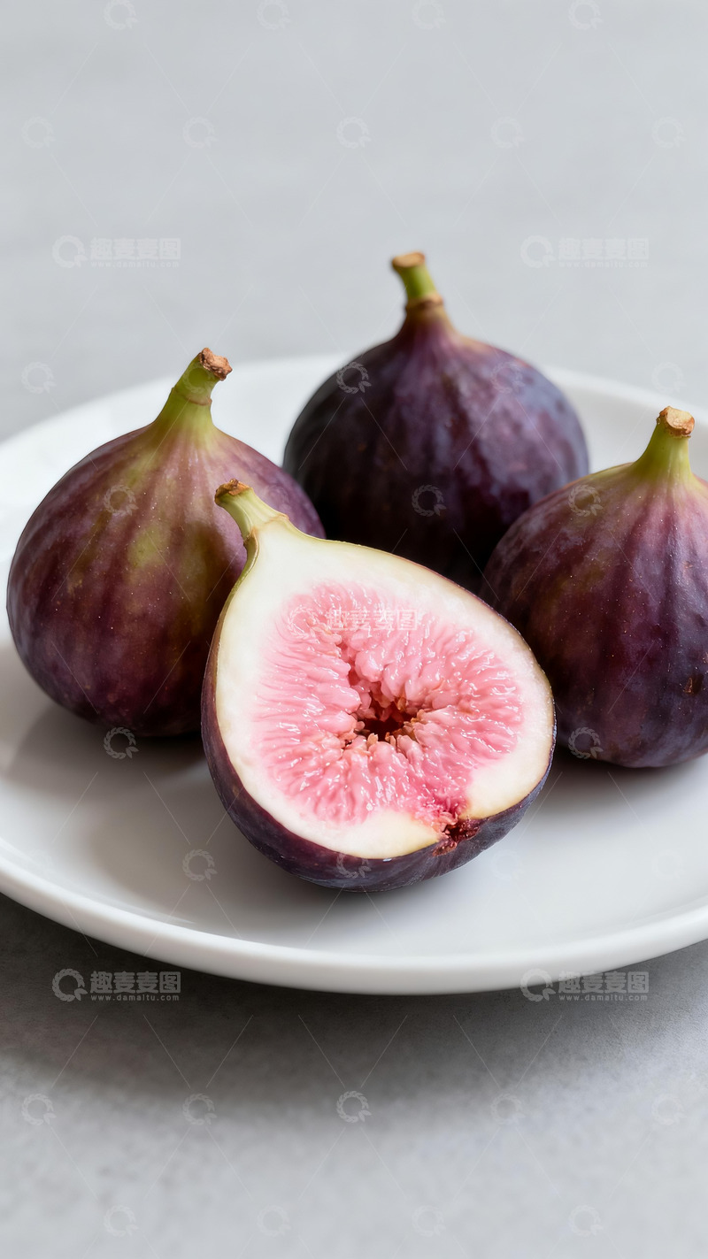 高清大图下载【趣麦麦图】一盘新鲜的紫皮无花果1