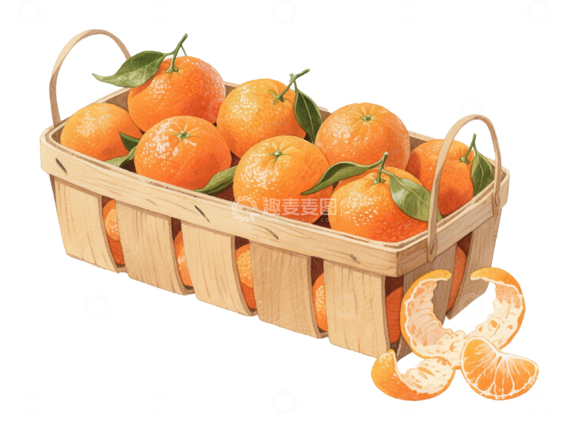 源文件下载【趣麦麦图】水彩风格一筐橘子3