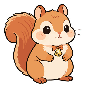 卡通可爱Q版小松鼠带铃铛元素