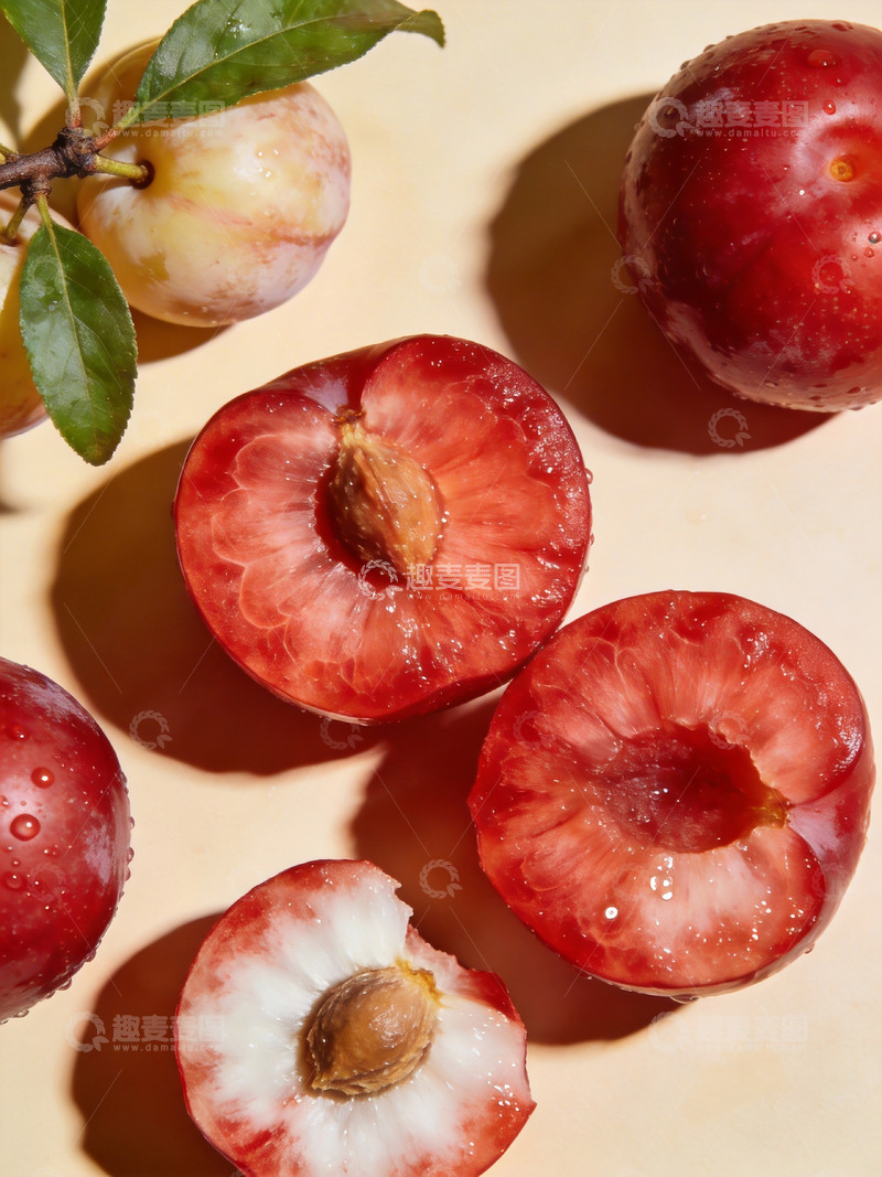 高清大图下载【趣麦麦图】新鲜的李子切面3